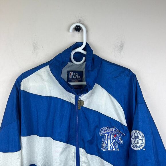 Vintage 90s Kentucky Wildcats Pro Player Royal Blue Gray Wind Breaker Size L - Picture 3 of 8